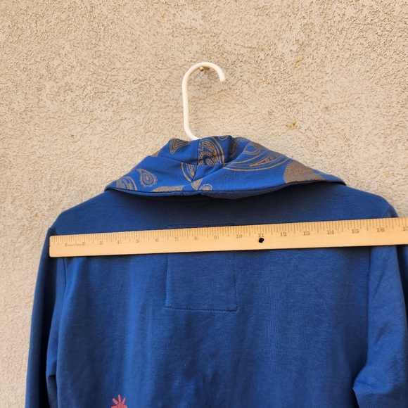 CIRQUE DU SOLEIL Women's Jacket Medium Blue Shawl Collar Gold Paisley Floral - Picture 9 of 13